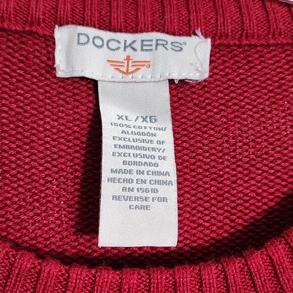 Dockers red fair Isle pattern winter cozy crew neck knit sweater men's size XL - Picture 3 of 10
